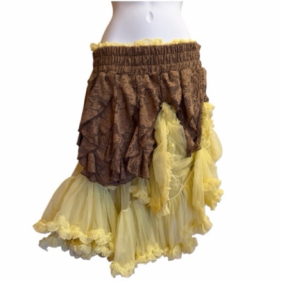 Brown and Yellow Layered Women's Skirt - Picture 1 of 3